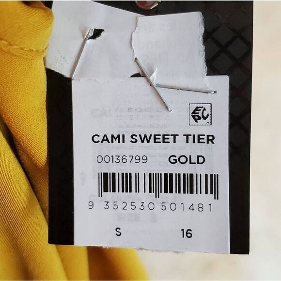 City Chic Tiered Cami Tank Top Sweet Gold Mustard Spaghetti Strap Women Plus 16 - Picture 4 of 8